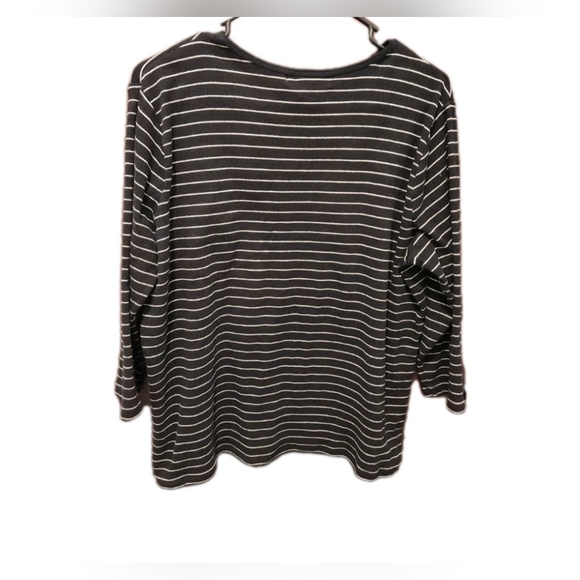 Lauren Ralph Lauren Womens Shirt Size 1x (Xl) Black & White Stripes Logo Preppy‎ - Picture 4 of 5